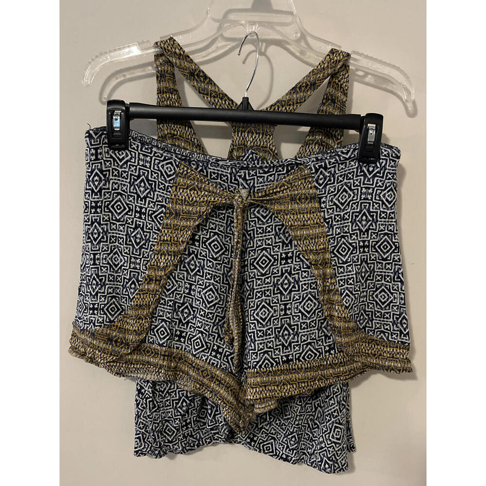 Xhilaration Womens Large/XL Blue Abstract Blouse & Shorts Outfit! A1711